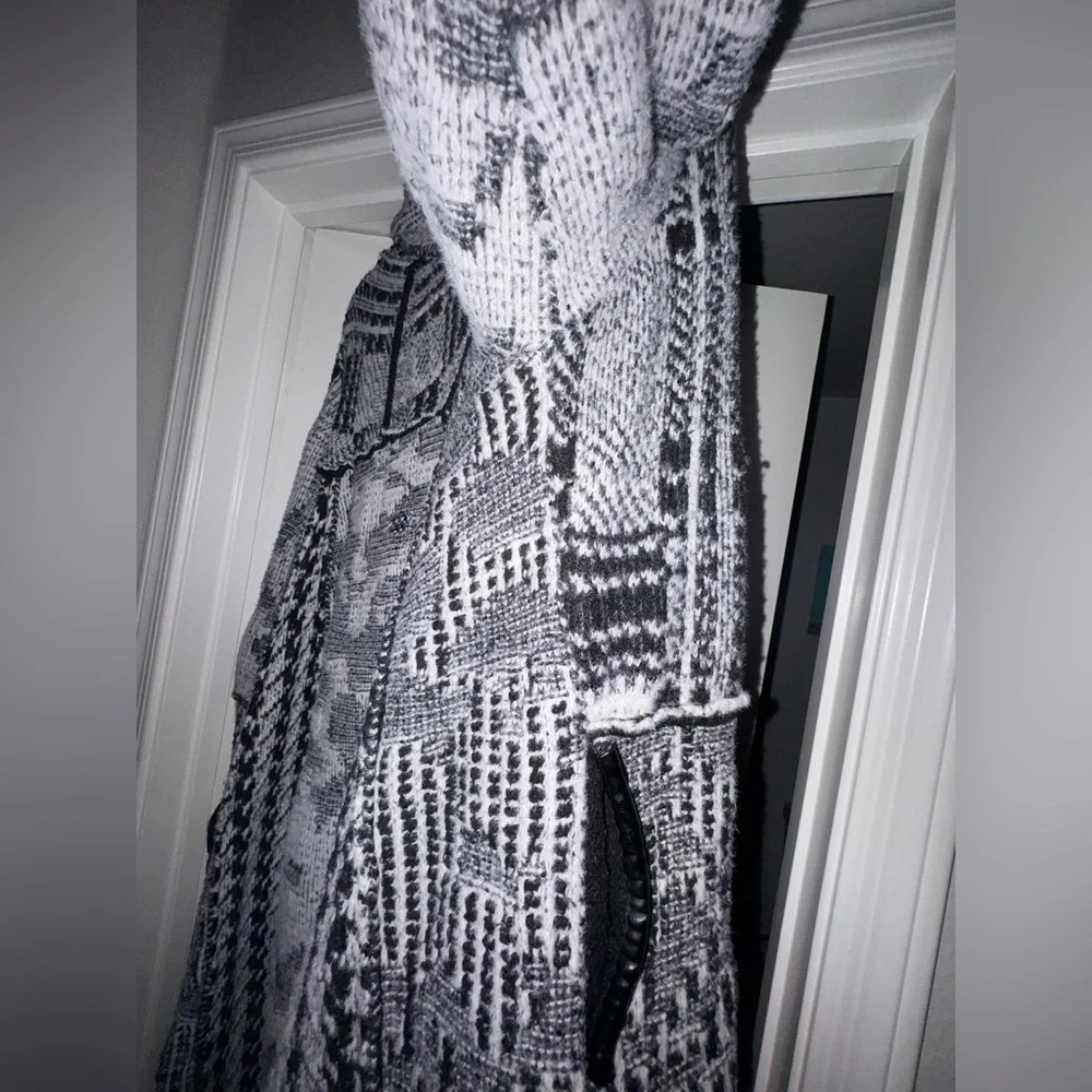 Free people mixed knit maxi cardigan sweater Harlow black white size small - Picture 7 of 11